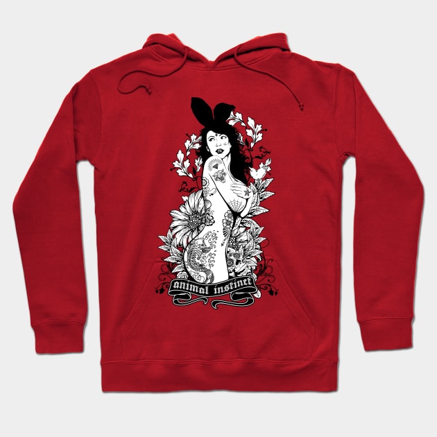 Tattooed Bunny Girl - Animal Instinct Hoodie by fatline